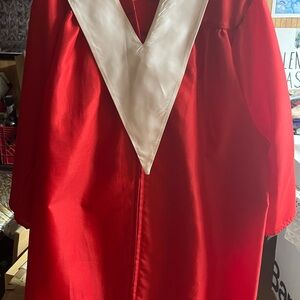 Red  concert Robe with White V-Neck Accent-removable